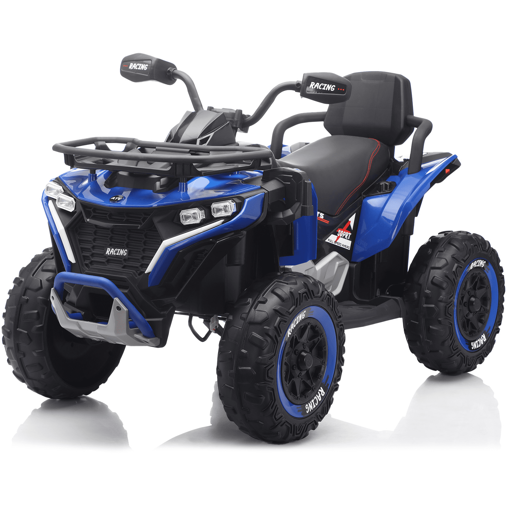 Funride 24 Volt Ride on Toys with Remote Control, Oversized ATV for Kids, 2-Seater 4 Wheeler for Toddlers, Power Car Wheels with Music, Bluetooth, Headlights, EVA Tires, Blue