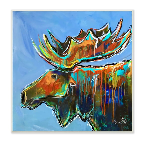 Stupell Industries Contemporary Street Style Paint Drip Bold Moose Antlers Painting Unframed Art Print Wall Art, Design by Karrie Evenson