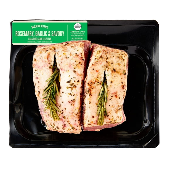 Marketside Lamb Leg Steak, Seasoned, 0.6 - 1.9 lb (Fresh)