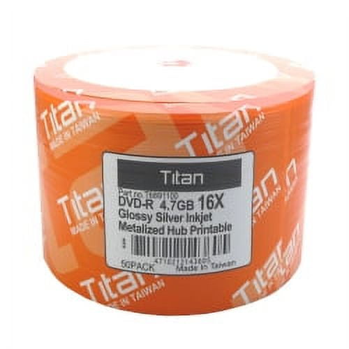 Glossy Silver Inkjet Metalized Hub Printable 16X DVD-R Blank Disc (50 pack)