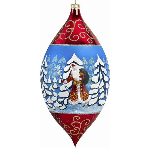 Metzler Brothers Woodlands Santa Drop Polish Glass Christmas Ornament Decoration