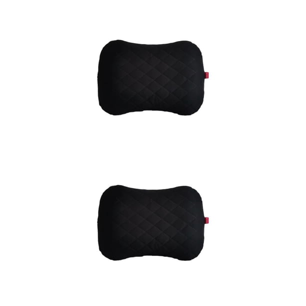 Toystoory Almohada inflable Ultraligero Dispositivo de viaje para acampar Cojín de cintura Almohadas de aire Coche Avión Reposacabezas Estuche Negro 2Conjunto