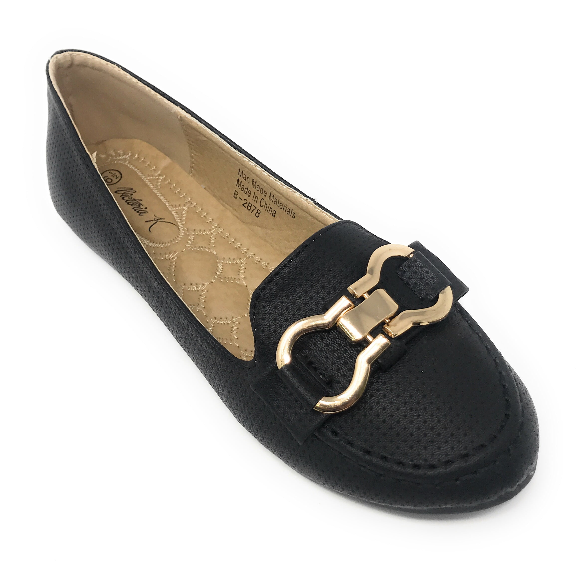 gold buckle flats