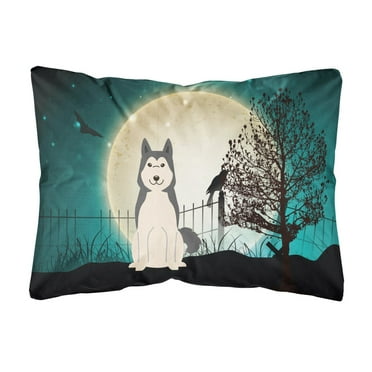 Carolines Treasures BB2215PW1216 Halloween Scary West Siberian Laika Spitz Canvas Fabric Decorative Pillow, 12H x16W,