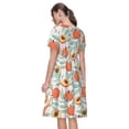 thumbnail image 2 of Bixox Robe d'Été à Manches Courtes pour Femmes Robe Ample Longueur Genou avec Poches-Pêche, 2 of 7