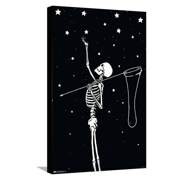 Skeleton Collecting Stars Canvas Wall Poster, 14.725" x 22.375"
