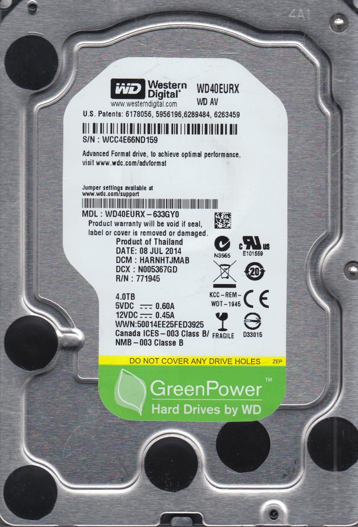 4TB WD Digital HDD Western WD40EURX | ☆ NC2J53WD - Hard ⁄ Drive