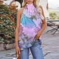 thumbnail image 2 of Onlywo Blouses for Women Plus Size, Women's Summer Sleeve T Shirt Casual Off Shoulder Turtleneck Blouse Butterfly Print Loose Comfortable Tank Tops, 2 of 6