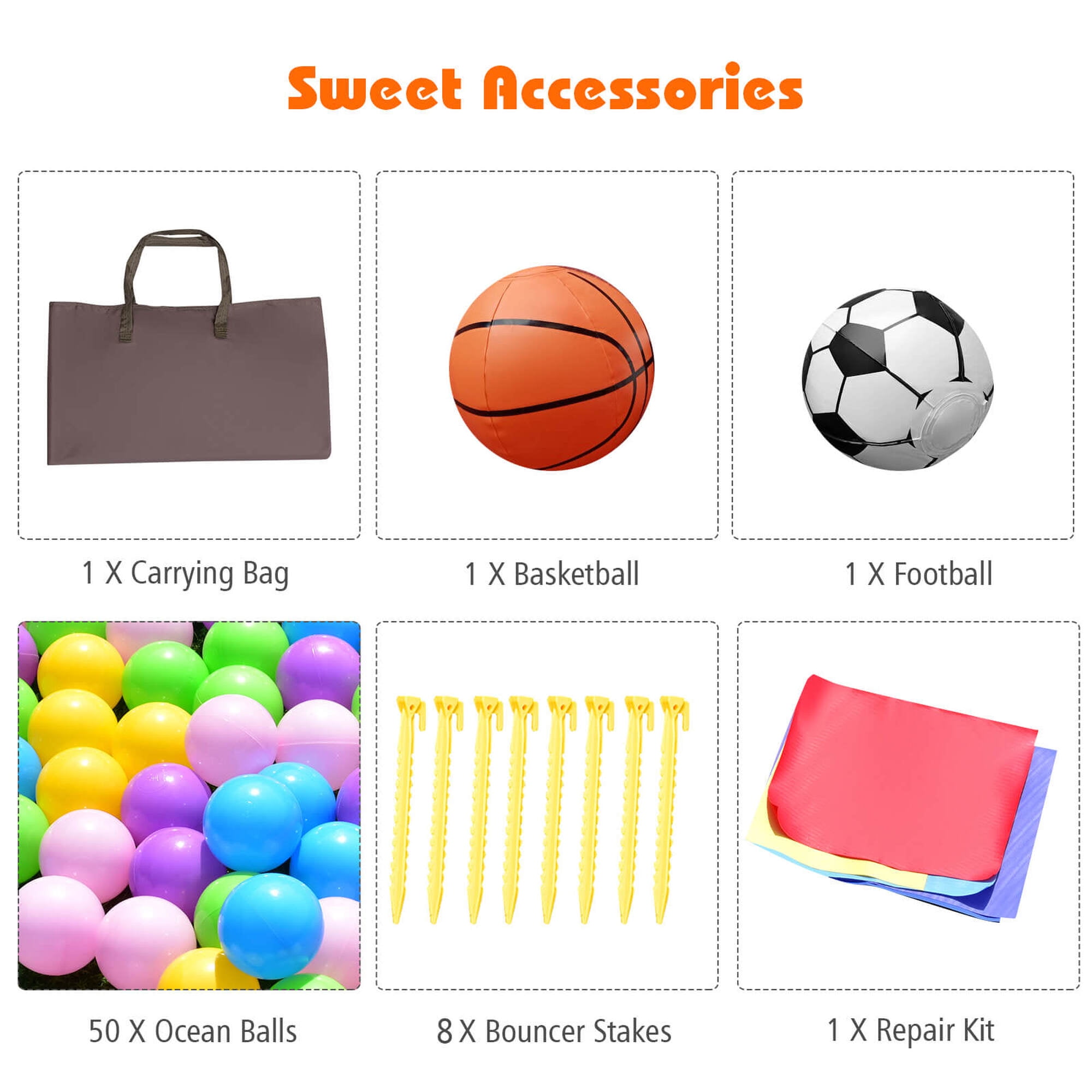 Costway InflatableBounce House Castle Slide Bouncer Kids Shooting Net/Without Blower