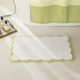 thumbnail image 2 of Microfiber Bathroom Rugs, White Bath Rug with Blue Scalloped Piping Cute Aesthetic Preppy Bath Mat for Bathroom, Tub, Floor Carpet, Sink, Shower, Anti Slip, Absorbent,, 2 of 7