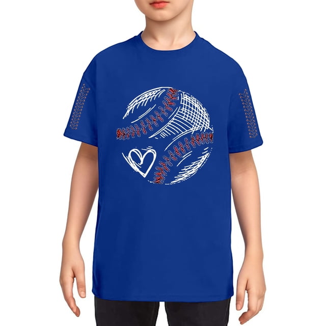 TIEVOSA T-Shirt Graphique de Baseball pour Garçons et Filles, Col Rond, Manches Courtes, Été, pour Adolescents, Mignon, Athlétique, Décontracté, 2-10 Ans