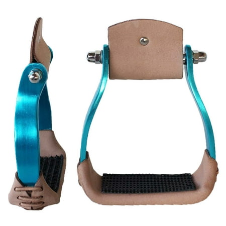 Barrel Racer Horse - Horse Aluminum Barrel Racer Western Saddle Stirrups Turquoise Rodeo Tack 51116