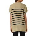 thumbnail image 3 of INSPIRE CHIC Women's Sleeveless Mock Neck Striped Sweater Vest Casual Cap Sleeve Knit Pullover Tank Tops L Khaki, 3 of 6