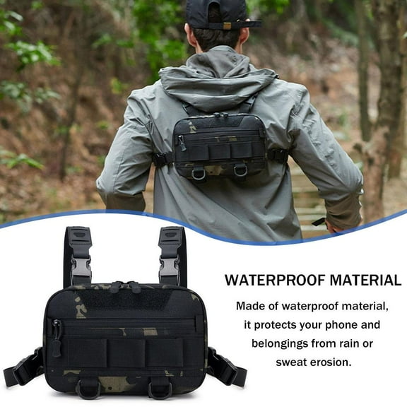 QHUDLV Mens Chest Rig Vest Outdoor Harness Bag Hiking Pouch Crossbody Shoulders Bag N8