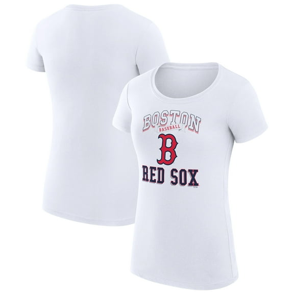 Women's G-III 4Her by Carl Banks White Boston Red Sox Super-Slim Fit Lightweight Team Logo Graphic T-Shirt
