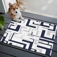thumbnail image 4 of Navy Gray Geometric Stripes Washable Small Entryway Area Rugs 2'x3', Modern Abstract Lines Maze Low Pile Throw Rug Non-Slip Sturdy Edge Binding Carpet for Front Door Floor Room Entry, 4 of 9