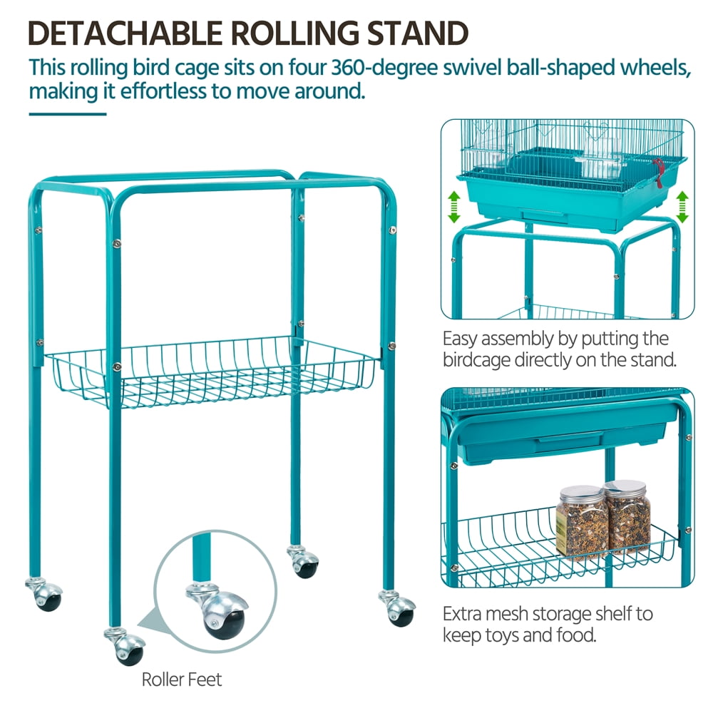 Renwick 62.4'' Metal Birdcage with Detachable Stand Teal Blue