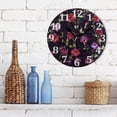 thumbnail image 3 of Vivid Floral Dark Wall Clock Round Vintage Silent Non Ticking Battery Operated Accurate Arabic Numerals Design Decorative for Home Kitchen Living Room Bedroom 10 Inch, 3 of 5