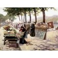 thumbnail image 2 of Voirin, Jules Antoine 24x19 Black Ornate Wood Framed with Double Matting Museum Art Print Titled - The Quays of the Seine, Paris, 2 of 4