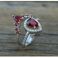 thumbnail image 2 of 3Ct Pear Cut Simulated Garnet Women's Bridal Ring 14k White Gold Plated Pure 925 Sterling Silver, 2 of 5