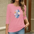 thumbnail image 4 of ATENAR Tops for Women,Womens Fall Tops,Breathable,Crew Neck,Printed,Pink,L, 4 of 6