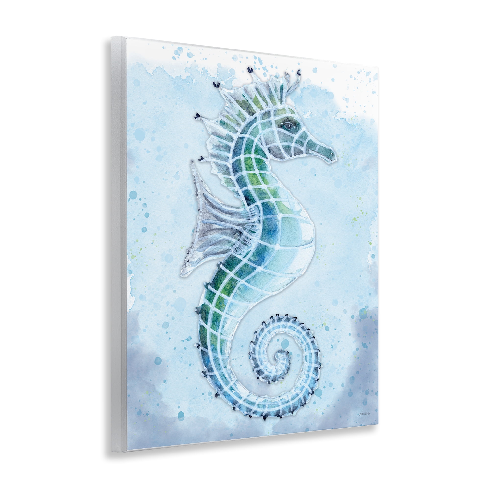 Stupell Industries Stained Glass Seahorse Nautical & Beach Painting Unframed Art Print Wall Art, 11 x 14
