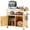 Wood, variant on Portable Propane Gas Grill with Foldable Legs, 2 Burner BBQ for Camping and Backyard, Light Grey Steel Tabletop Grill with Thermometer