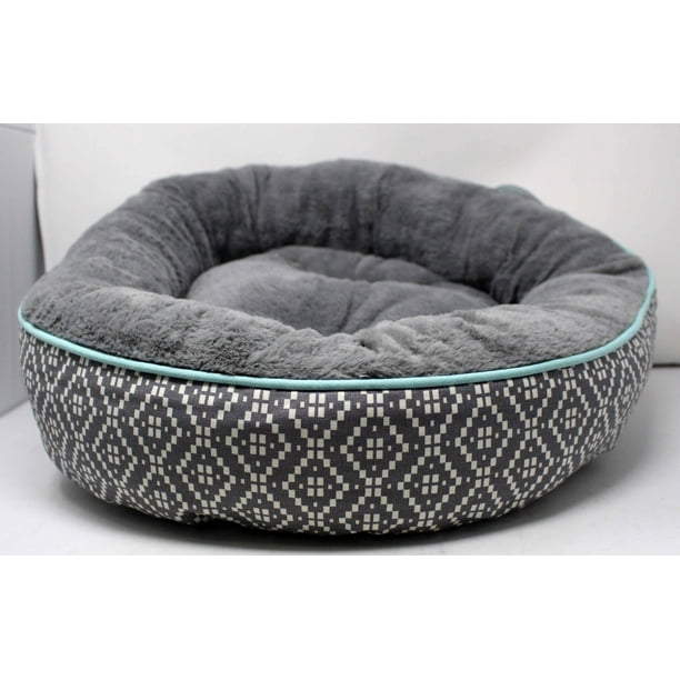 Boots Barkley Dark Gray Small Dog Bed W White Diamond Pattern Walmart Com Walmart Com