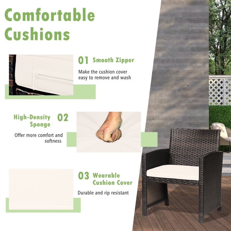Aimee Lii 3 Pieces Patio Wicker Furniture Set with Storage Table and Protective Cover, Outdoor Patio Furniture, Beige