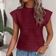 thumbnail image 2 of T Shirts For Women Womens Tops Short Sleeved Half High Collar Textured Wavy Solid Color Top T Shirt, 2 of 7