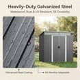 thumbnail image 4 of Lofka 6x4 ft Outdoor Storage Shed, Galvanized Steel Garden Tool Shed with Lockable Door, Waterproof Metal Shed for Backyard, Bike, Dark Grey, 4 of 20