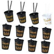 Hyjoy Bachelorette Shot Glass Necklace 12Pcs Bride to Be and Team Bride Cup Necklace with Plastic Beads for Bridal Shower Engagement Party Black and White