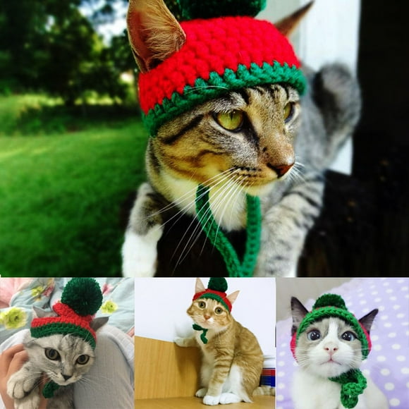 Cheers.US Christmas Ball Knitted Hat Pet Hat - Dog Cat Pet Cap Handmade Hat for Puppy Teddy Animal Dog Cat Grooming Accessories Apparels Cosplay Pet Cat Dog Supplies