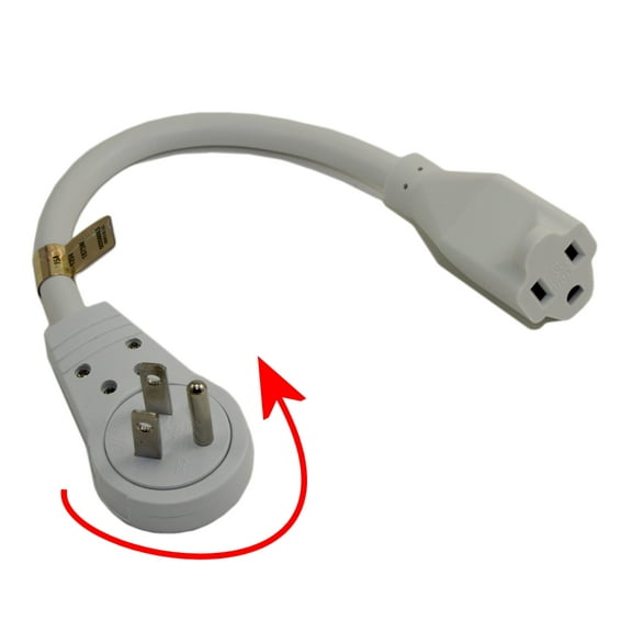 6inch Extension Cord with Flat 360 Degree Rotating Swivel Plug, White