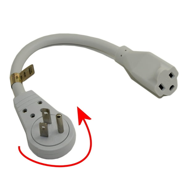 6IN Extension Cord with Flat 360 Degree Rotating Swivel Plug, White