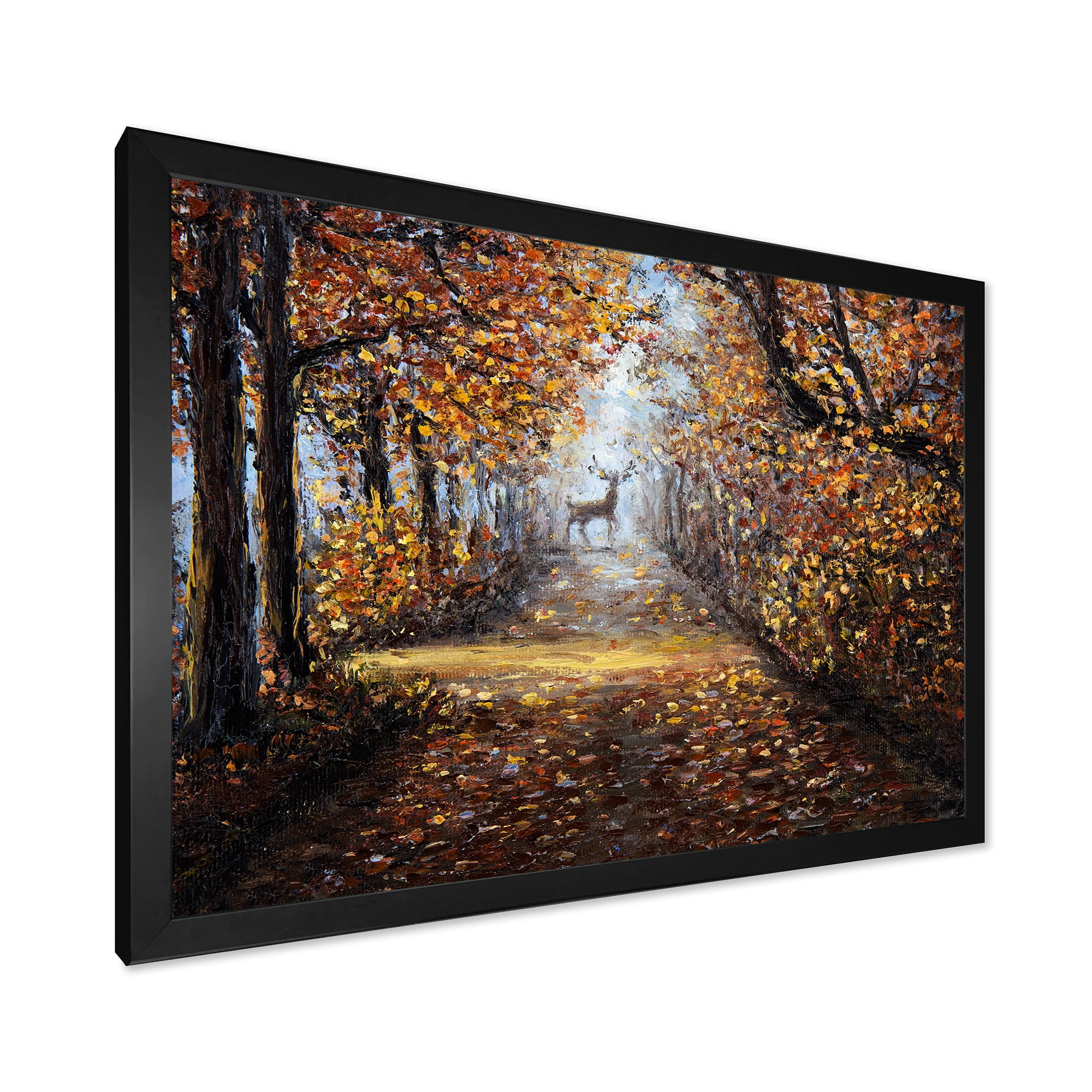 Designart 'Deer In The Autumn Park' Lake House Framed Art Print
