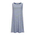 thumbnail image 5 of NXMZXB Summer Dresses for Women 2025 Loose Fit Casual Striped Sundresses Beach Cover Ups Sleeveless Crewneck Tshirt Swing Dress with Pockets Blue XL, 5 of 7