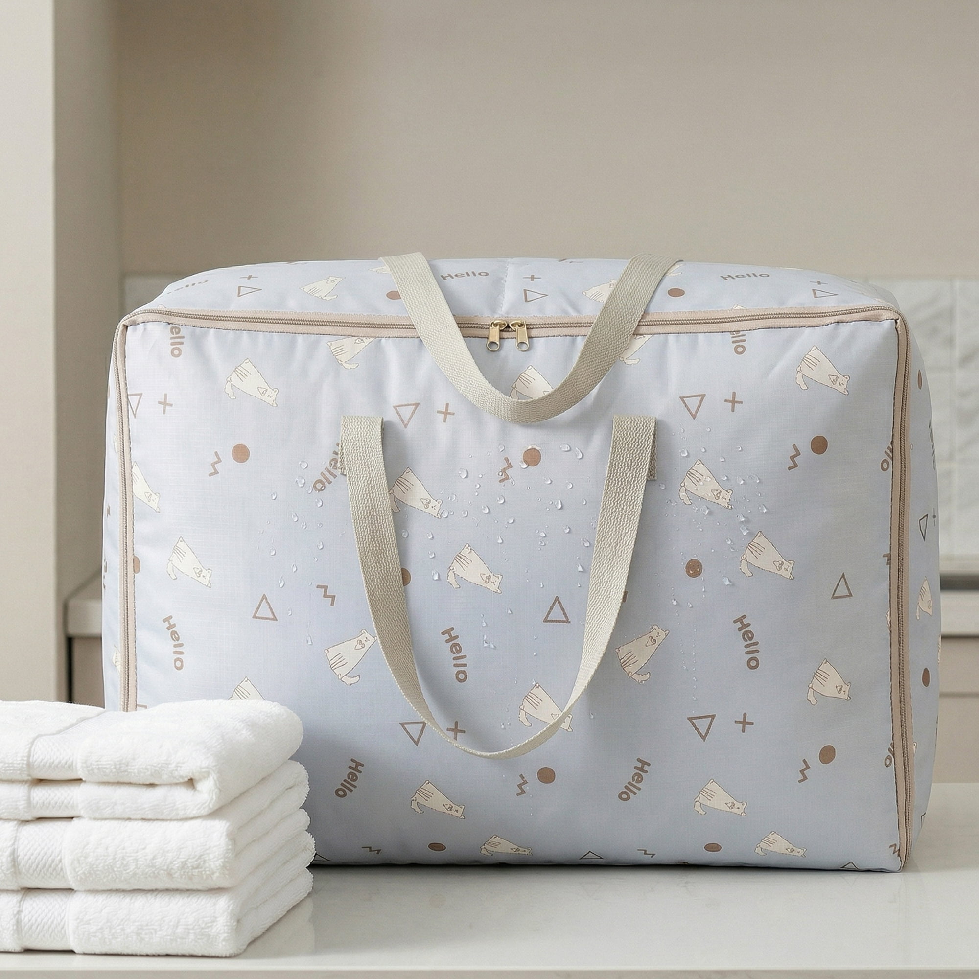 Unique Bargains Clothes Storage Bags for Organizing Clothing Light Blue 23.2"x19.7"x10.6"