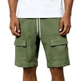 thumbnail image 5 of Nmnitkp Mens Shorts Waffle Knit Cargo Shorts Elastic Waist Drawstring Multi-Pocket Lightweight Breathable Casual Summer Athletic Shorts Army Green,2XL, 5 of 6