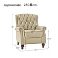 thumbnail image 3 of Traditional Genuine Leather Push Back Wingback Recliner Chair Tufted with Nailhead Trims and Solid Wood Legs for Living Room Beige, 3 of 8