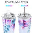 thumbnail image 2 of Stainless Steel Vacuum Insulated Tumbler - THILY Travel Mug 26 oz Coffee Cup with 2 Lids and Straws, Splash Proof, Keep Ice Drinks Cold, Pink Lilies, 2 of 5