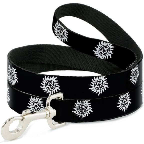 Supernatural Pet Leash, Dog Leash, Winchester Pentagram Repeat Black White, 6 Feet Long 1.0 Inch Wide