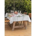 thumbnail image 2 of Outdoor Tablecloth with Umbrella Hole and Zipper, Spring Daisy Rectangle Table Cloth 60x102 Inch Waterproof Tablecloth, Pink Flowers Wreath Leaves Farmhouse White Wood Picnic Table Cover for Patio, 2 of 7