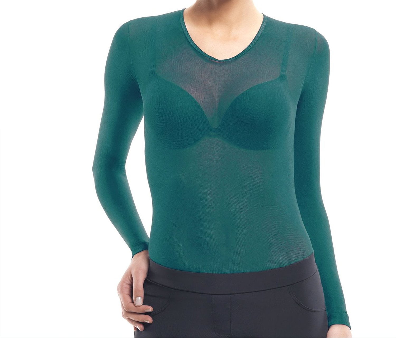 Lupo Second Skin Women's Long Sleeve Sheer See Through Mesh