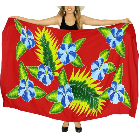 HAPPY BAY Women's Beachwear Summer Beach Bikini Wraps Sarong Cover up Wrap Skirt Swimsuit Swimwear Coverups Bathing Suit Swim Cover ups for Women One Size Red, Floral