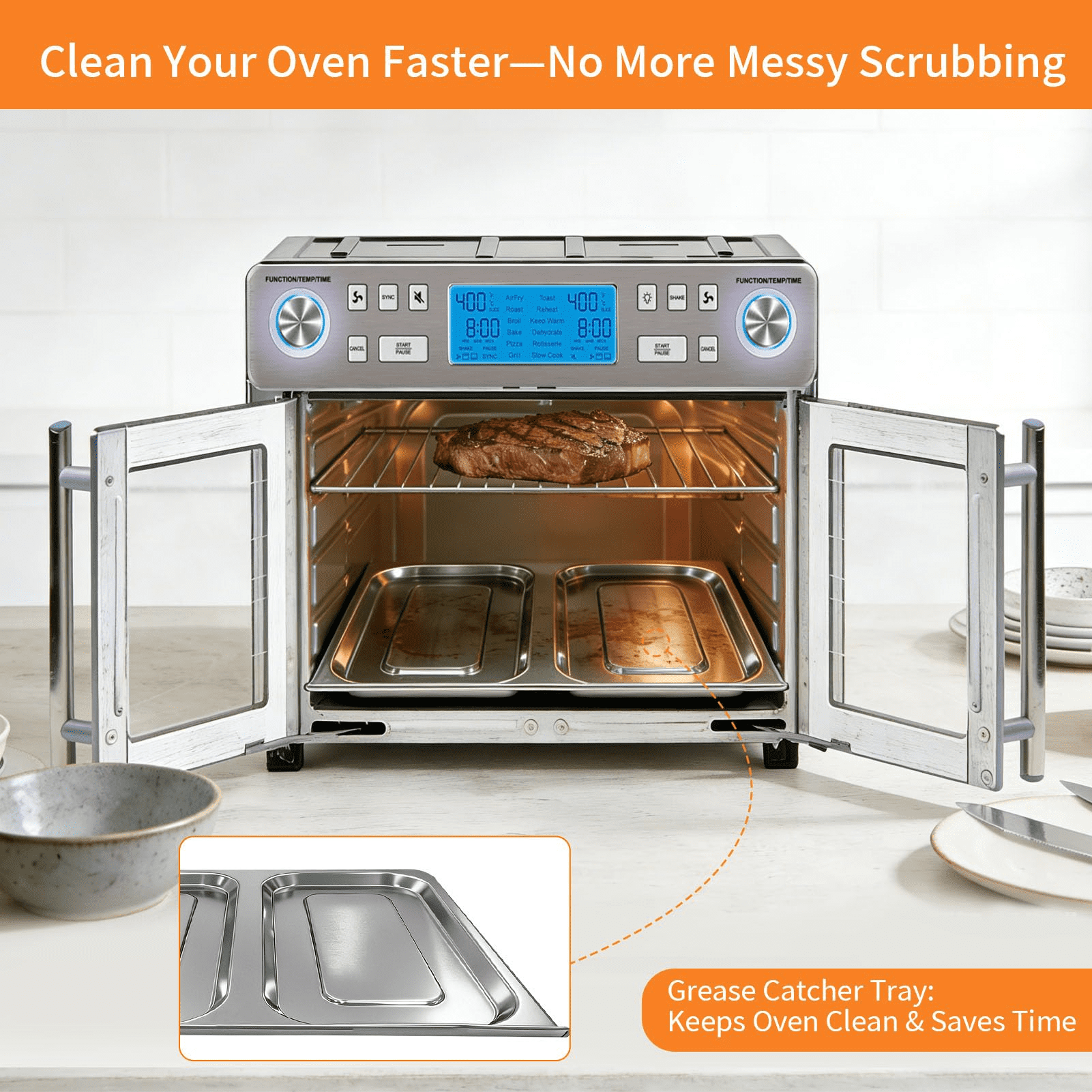 GCQ Air Fryer Drip Tray for EmerilLagasse Dual Zone 360 Air Fryer Oven 25 QT Extra Large, 13.9''×12.1'' Replacement Drip Pan Crumb Tray Accessories