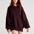 thumbnail image 5 of WTXUE Women's Oversized Batwing Sweaters 2025 Fall Outfits Trendy Crewneck Knit Side Slit Fashion Pullover Tops Tunic Sweater Baggy Soft Sweaters Wine L, 5 of 7