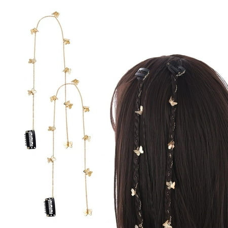 GZhLonKiMa 20Pieces Butterfly Hair Jewelry for Braids  Beautiful Hair Chain for Women and Girls  Typical Hair Extension Clasp  Back to School Gift Set (Gold and Silver)
