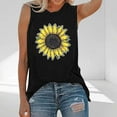 thumbnail image 2 of GNFQXSS Womens V Neck Tank Top Sunflower Print Sleeveless Top Casual Soft Breathable Daily Vacation Top Black L, 2 of 3
