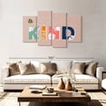 thumbnail image 2 of Elephant Stock Bee Kind Wall Art - Horizontal Multi Panel Canvas - Kids Room Wall Decor - Kids And Nursery Multi Panel - Beige And Pink Decor By Daniela Santiago - 75" x 48", 2 of 8